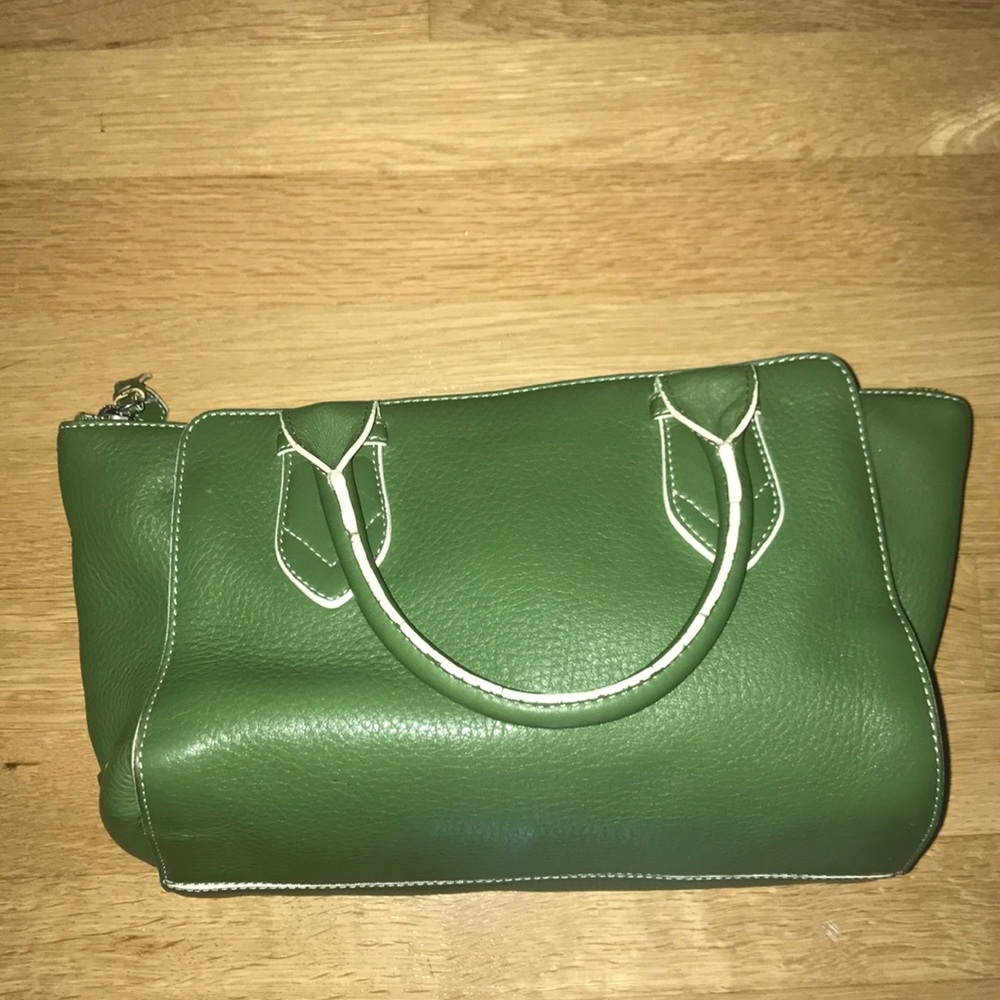 Cole Haan green and white leather purse